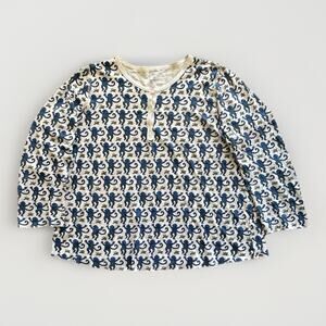 Roller Rabbit Blue Monkey Pajama Top Size Medium Pima Cotton Henley